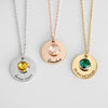 Necklace - Round Disc with Birthstone