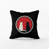 Throw Pillow Case - Red and Cats (Black)