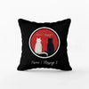 Throw Pillow Case - Red and Cats (Black)